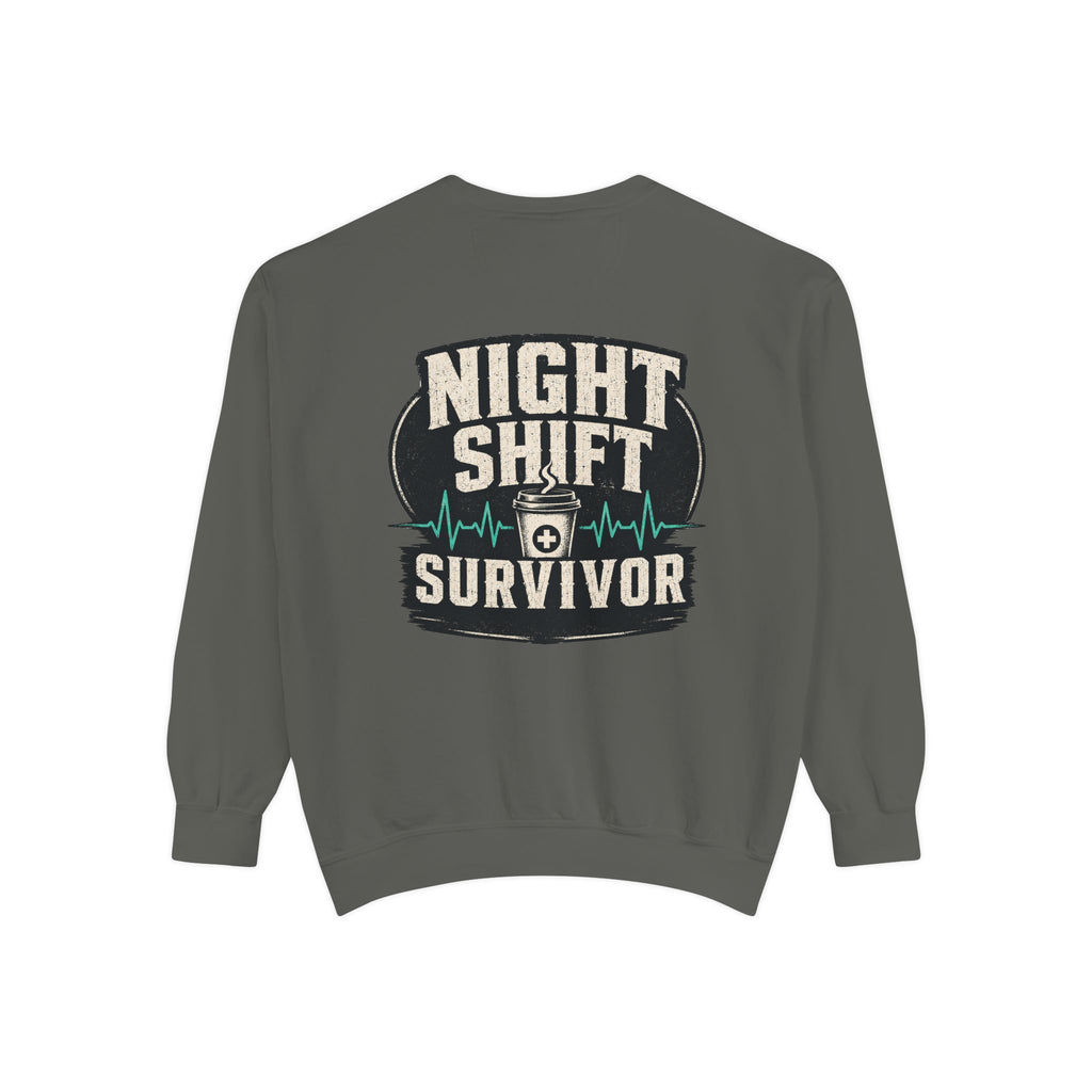 Night Shift Survivor Sweatshirt — Crewneck for Nurses & Healthcare Workers